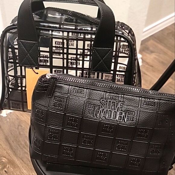 Steve Madden Block Logo Solid & Clear Cosmetic Case - Picture 7 of 9